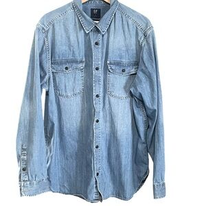Gap Men’s Denim Shirt Blue Long Sleeve Size Large